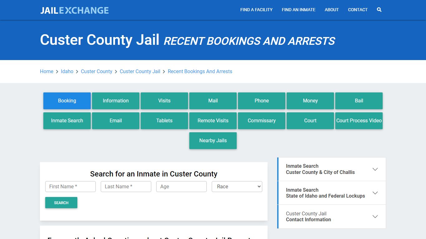 Custer County Jail Recent Bookings And Arrests - Jail Exchange