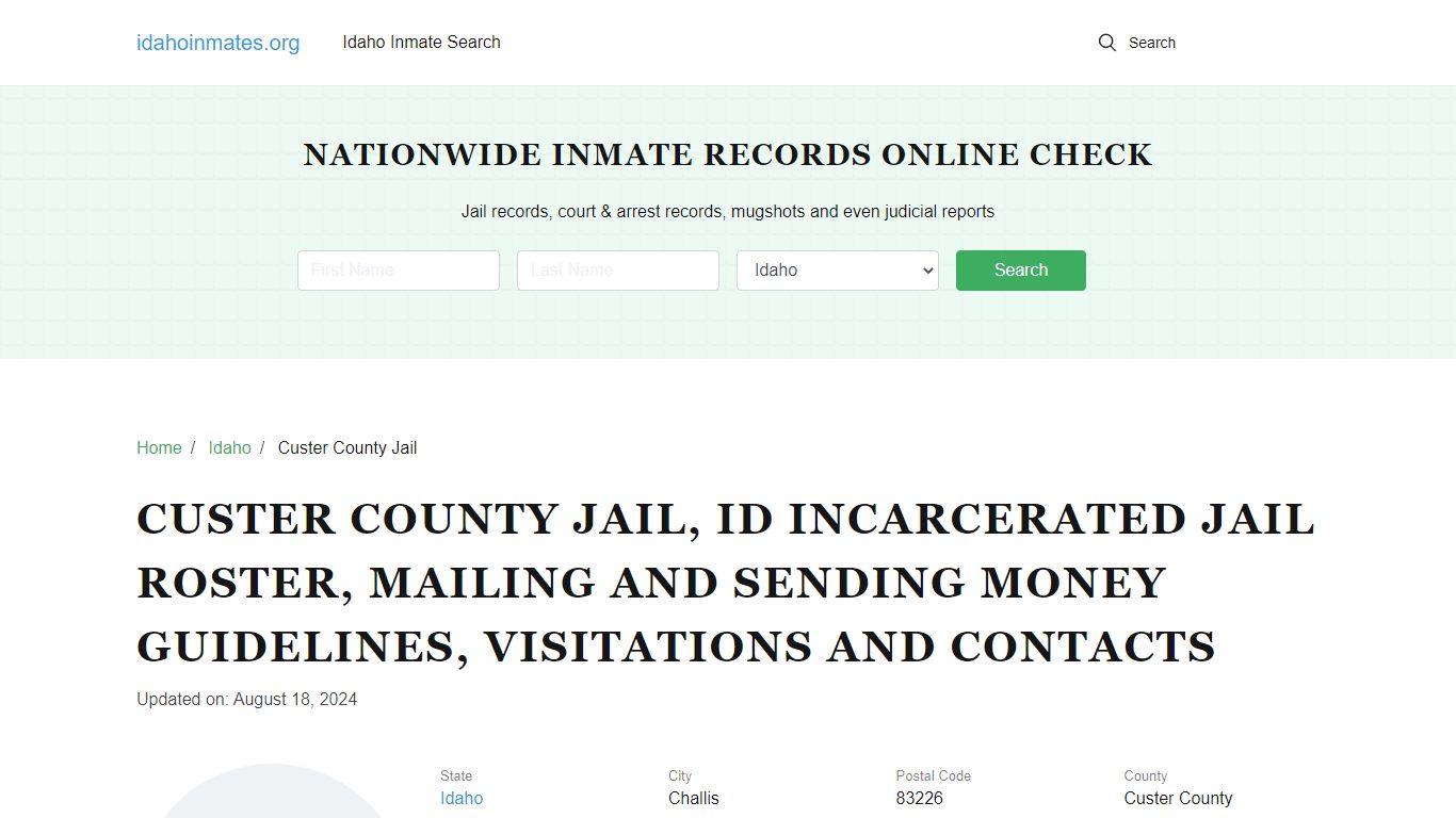 Custer County Jail, ID: Inmate Lookup, Visitation & Contact Info