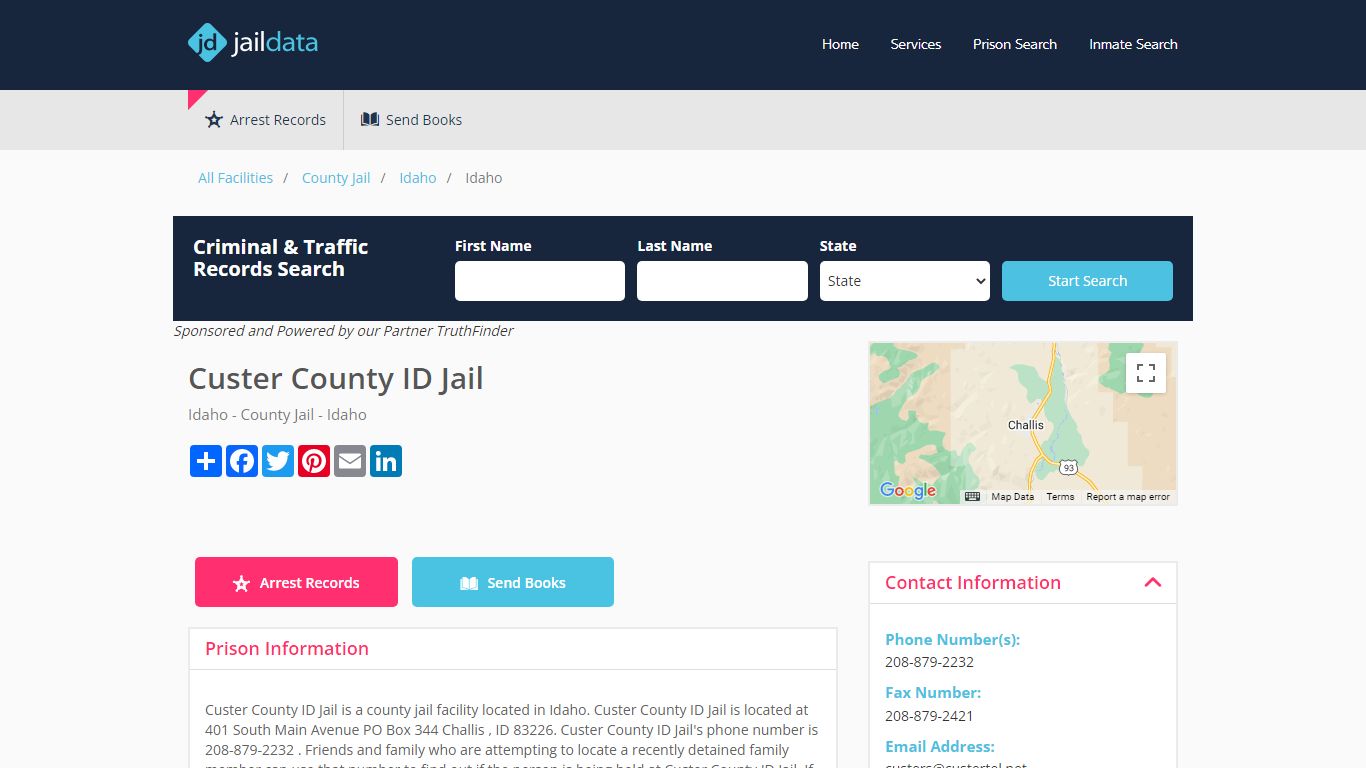 Custer County ID Jail Inmate Search and Prisoner Info - Challis, ID